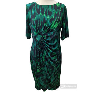 Size 14 Connected Apparel green black women's dress #15